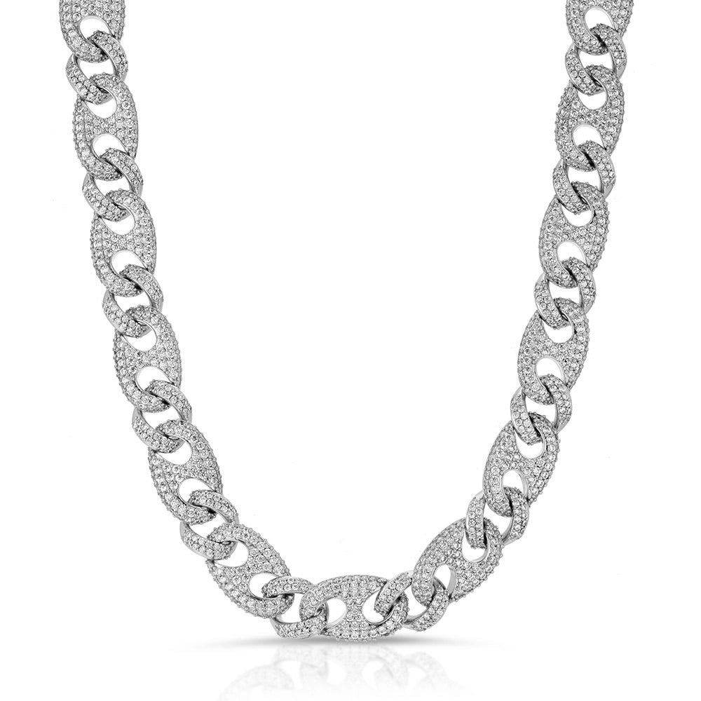 Diamond Puff Cuban Link Chain White Gold Diamond Puff Cuban Link Chain White Gold