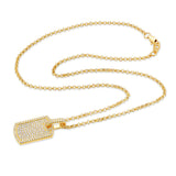 Diamond Dog Tag Necklace Pendant & Cable Chain Diamond Dog Tag Necklace Pendant & Cable Chain