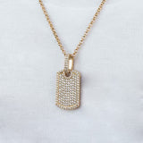 Diamond Dog Tag Necklace Pendant & Cable Chain Diamond Dog Tag Necklace Pendant & Cable Chain