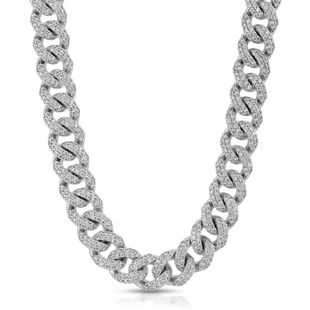 Diamond Cuban Link Chain White Gold 10mm Diamond Cuban Link Chain White Gold 10mm