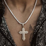 Diamond Royal Cross Necklace Pendant & Tennis Chain Diamond Royal Cross Necklace Pendant & Tennis Chain