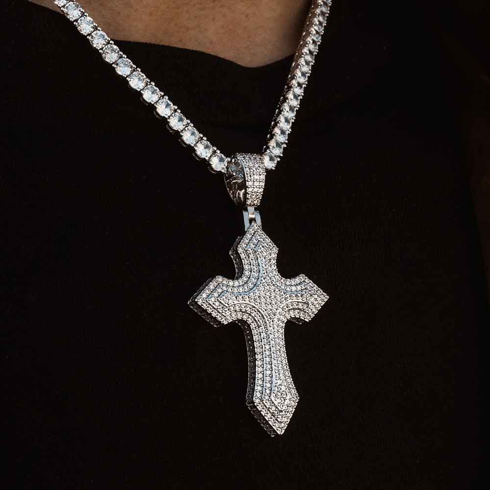 Diamond Royal Cross Necklace Pendant & Tennis Chain Diamond Royal Cross Necklace Pendant & Tennis Chain