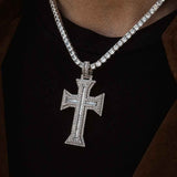 Diamond Cross Emerald Cut Necklace Pendant & Tennis Chain Diamond Cross Emerald Cut Necklace Pendant & Tennis Chain