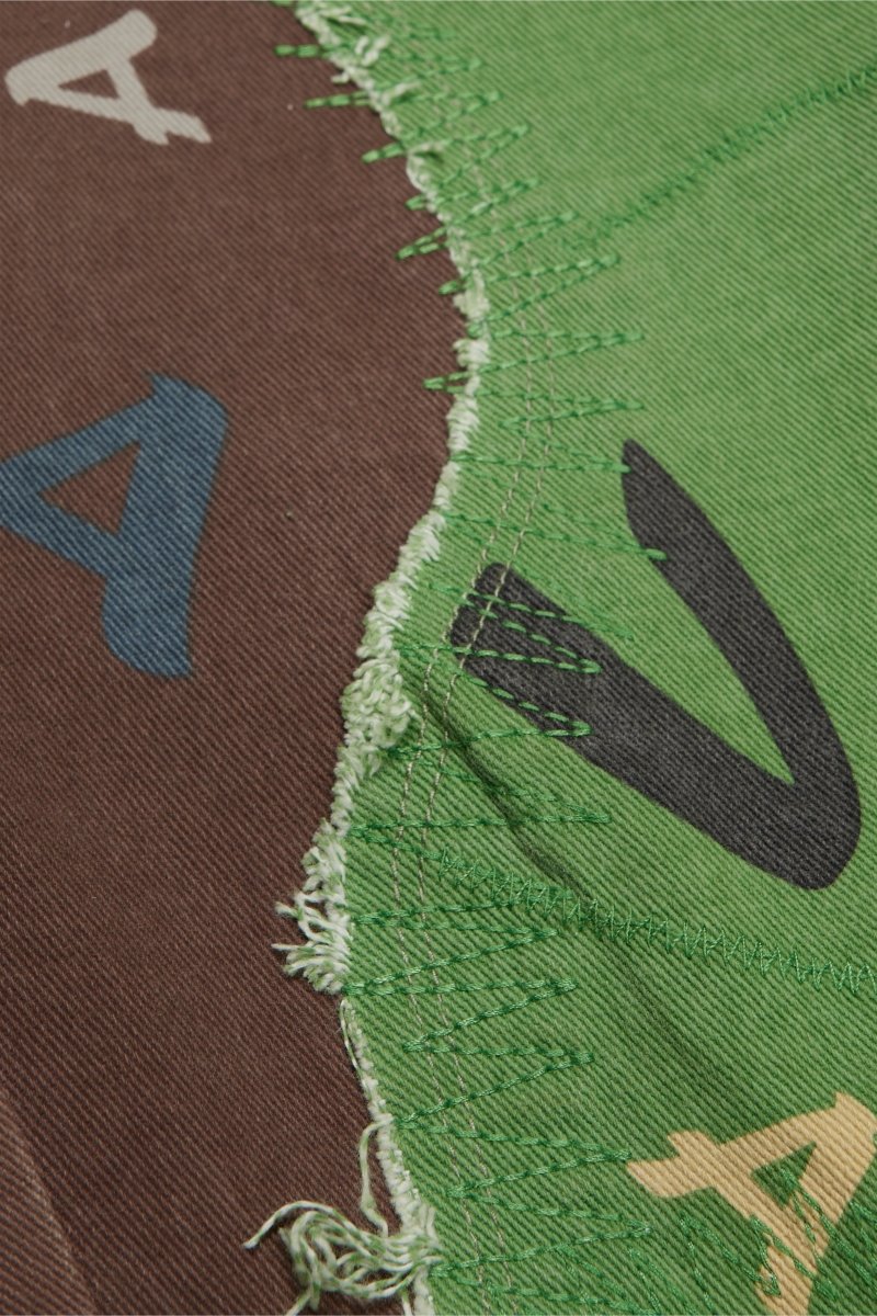 "DISTRACTED" STACKED FLARE JEAN KHAKI-LIME "DISTRACTED" STACKED FLARE JEAN KHAKI-LIME