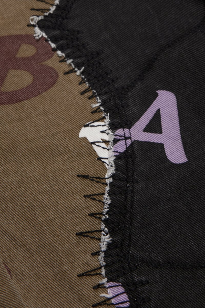 "DISTRACTED" STACKED FLARE JEAN OLIVE-BLACK "DISTRACTED" STACKED FLARE JEAN OLIVE-BLACK