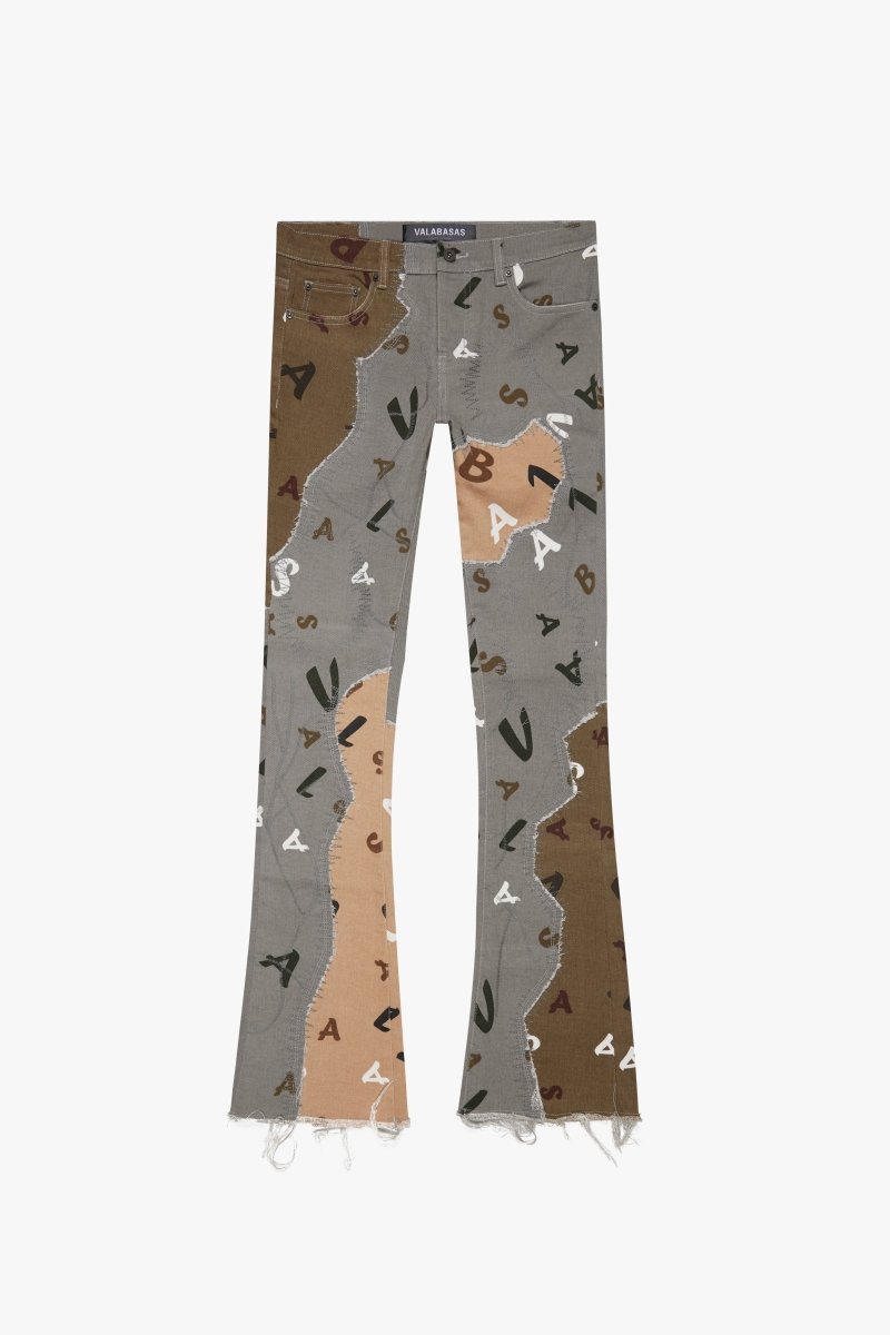 "DISTRACTED" STACKED FLARE JEAN OLIVE-BLU "DISTRACTED" STACKED FLARE JEAN OLIVE-BLU