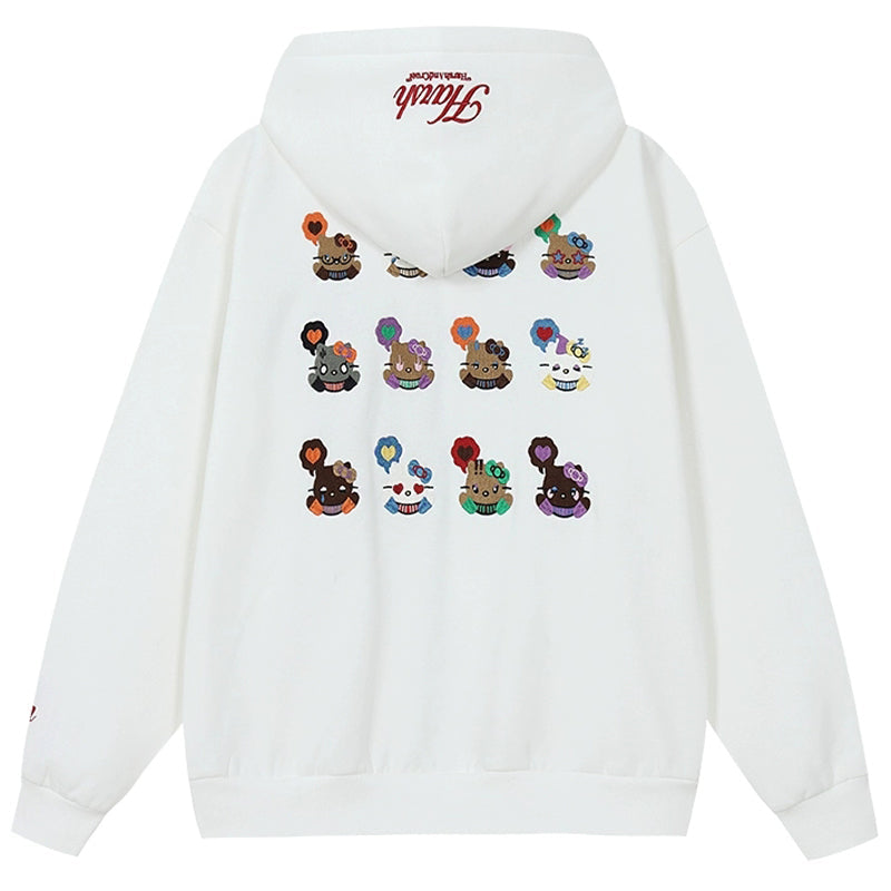 Cat Embroidered Loose Fit Hoodie Cat Embroidered Loose Fit Hoodie