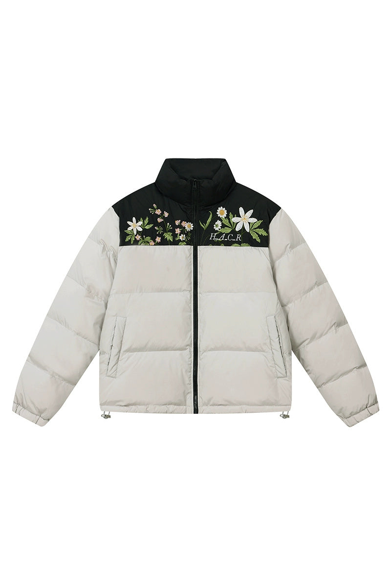 Colorblock Floral Embroidered Puffer Colorblock Floral Embroidered Puffer
