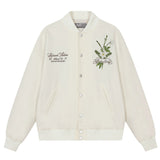 Floral Script Embroidery Varsity Jacket Floral Script Embroidery Varsity Jacket