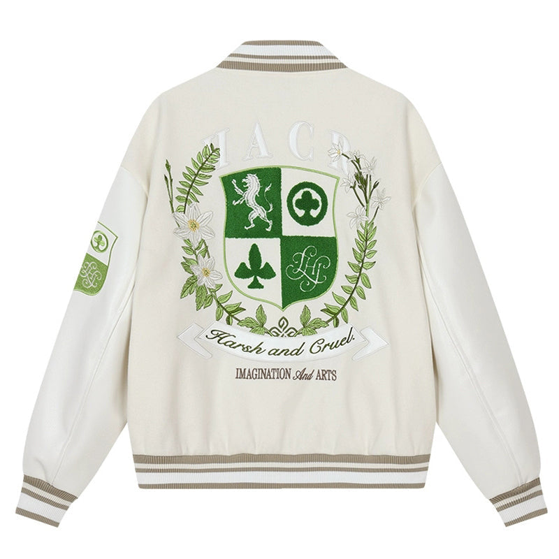 Crest Embroidery Loose Varsity Jacket Crest Embroidery Loose Varsity Jacket
