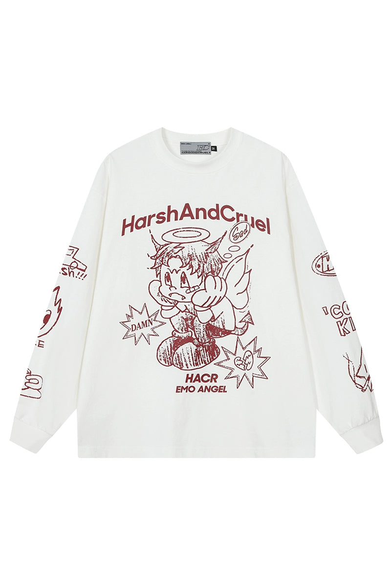 Angel Graffiti Print Loose Tee Angel Graffiti Print Loose Tee