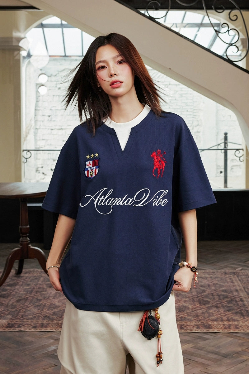 Layered Retro Embroidered Jersey Layered Retro Embroidered Jersey