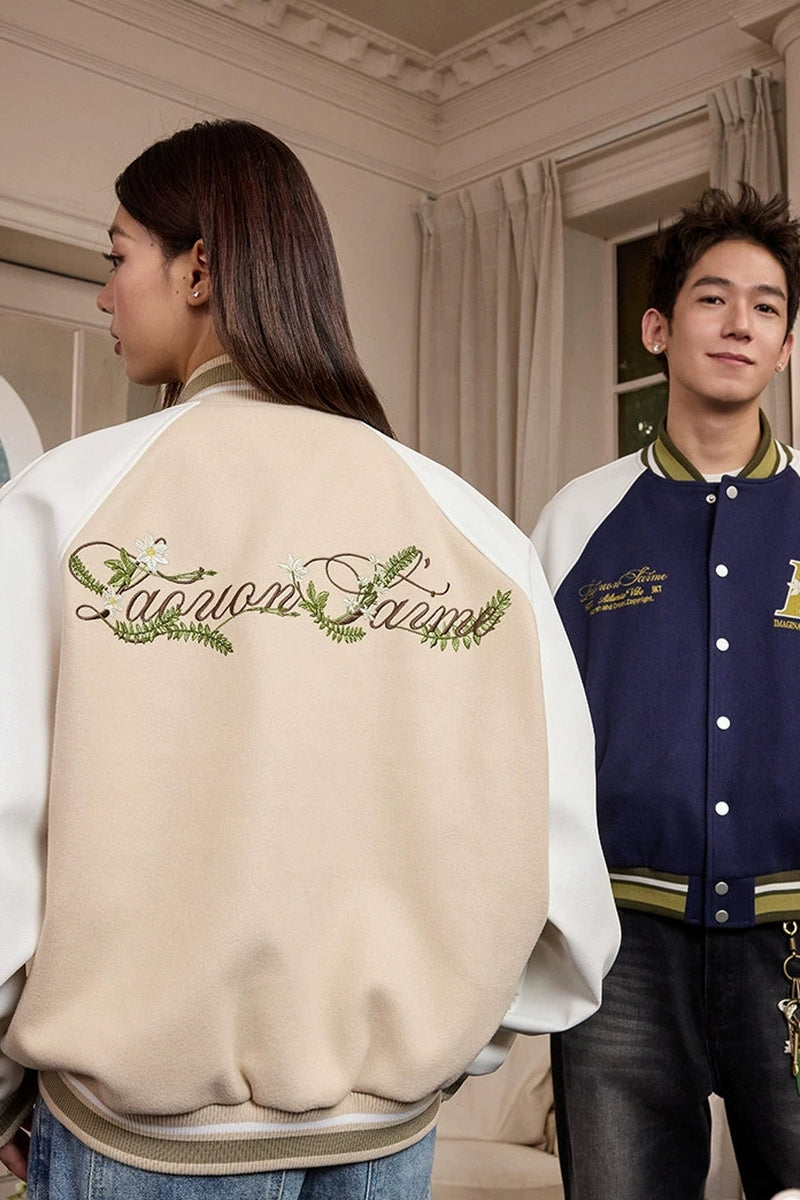 Floral Embroidery Varsity Jacket Floral Embroidery Varsity Jacket
