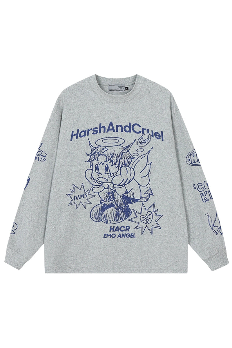 Angel Graffiti Print Loose Tee Angel Graffiti Print Loose Tee