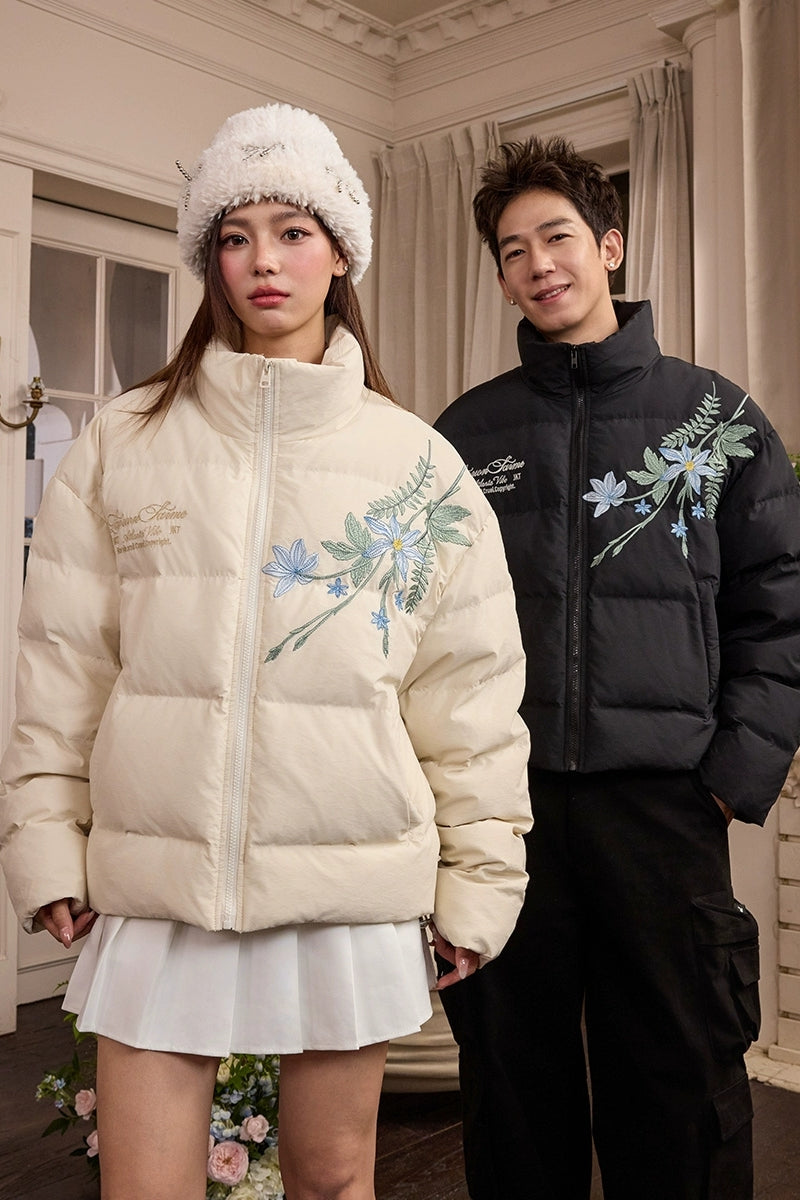 Blue Floral Embroidery Graphene Jacket Blue Floral Embroidery Graphene Jacket