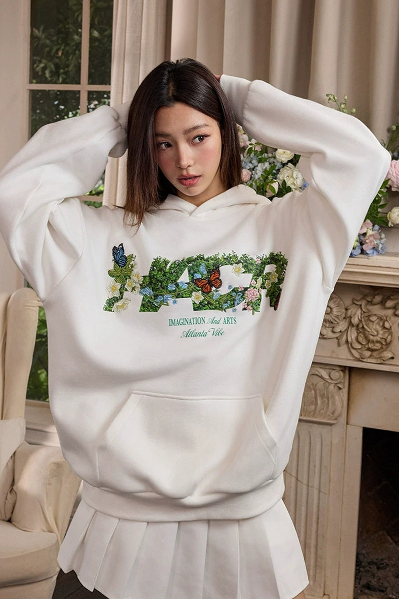 Butterfly Logo Loose Fleece Hoodie Butterfly Logo Loose Fleece Hoodie