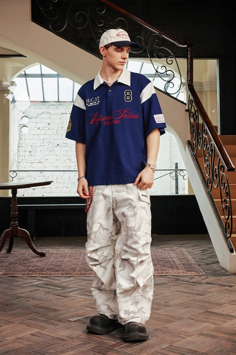 Retro Colorblock Embroidered Polo Retro Colorblock Embroidered Polo