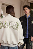 Floral Script Embroidery Varsity Jacket Floral Script Embroidery Varsity Jacket