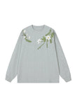 Floral Embroidered Oversized Long Sleeve Tee Floral Embroidered Oversized Long Sleeve Tee