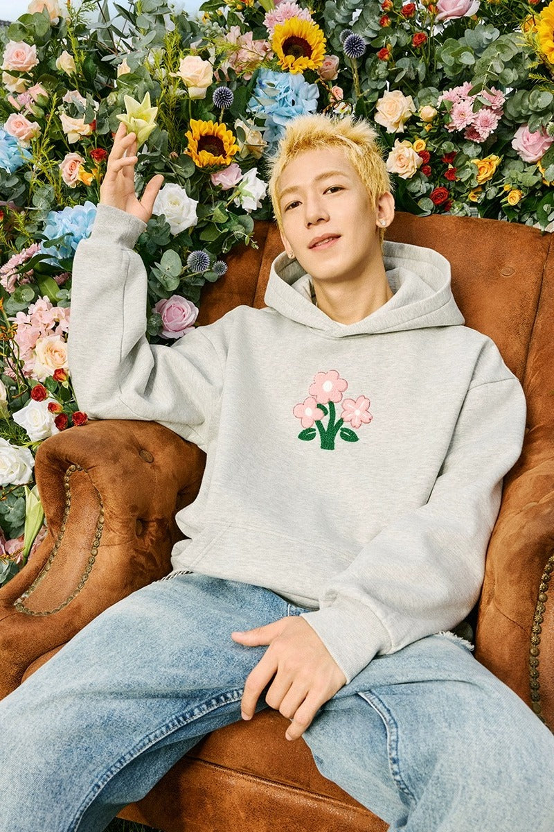 Floral Knit Hooded Pullover Sweater Floral Knit Hooded Pullover Sweater