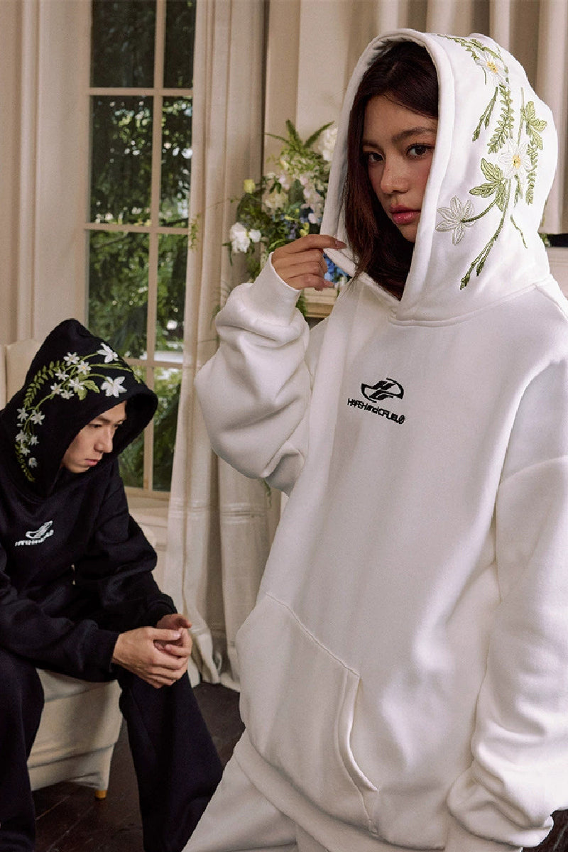 Green Floral Embroidered Hoodie Green Floral Embroidered Hoodie