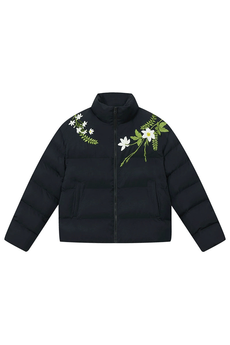 Floral Embroidered Down Jacket Floral Embroidered Down Jacket