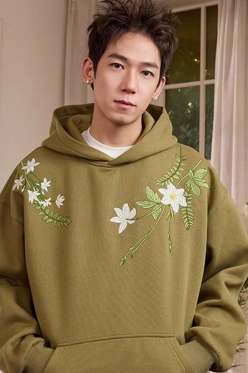 Floral Embroidery Oversized Hoodie Floral Embroidery Oversized Hoodie