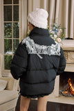 Lace Floral Wreath Embroidered Puffer Lace Floral Wreath Embroidered Puffer
