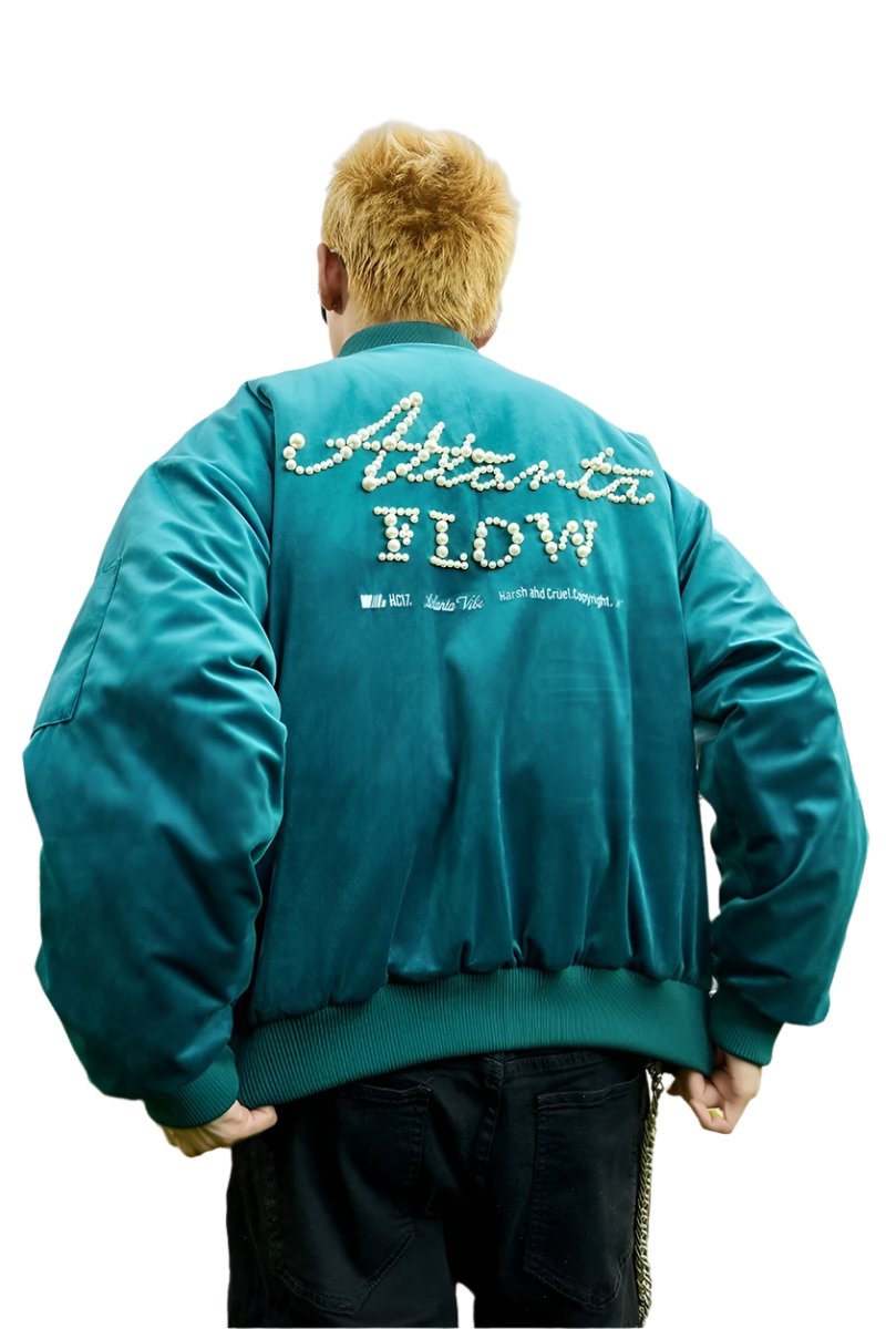 Velvet Pearl Embroidered Bomber Jacket Velvet Pearl Embroidered Bomber Jacket