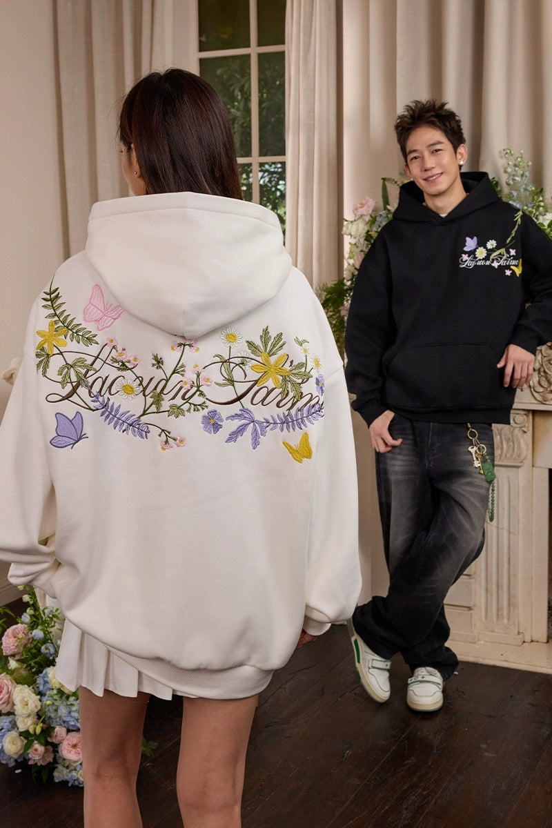 Colorful Floral Embroidery Pullover Hoodie Colorful Floral Embroidery Pullover Hoodie