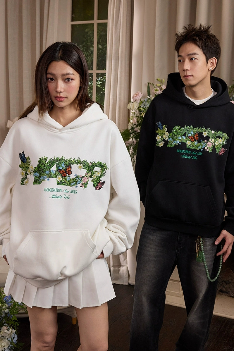 Butterfly Logo Loose Fleece Hoodie Butterfly Logo Loose Fleece Hoodie