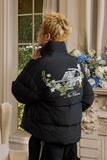 Lace Floral Embroidered Oversized Puffer Lace Floral Embroidered Oversized Puffer