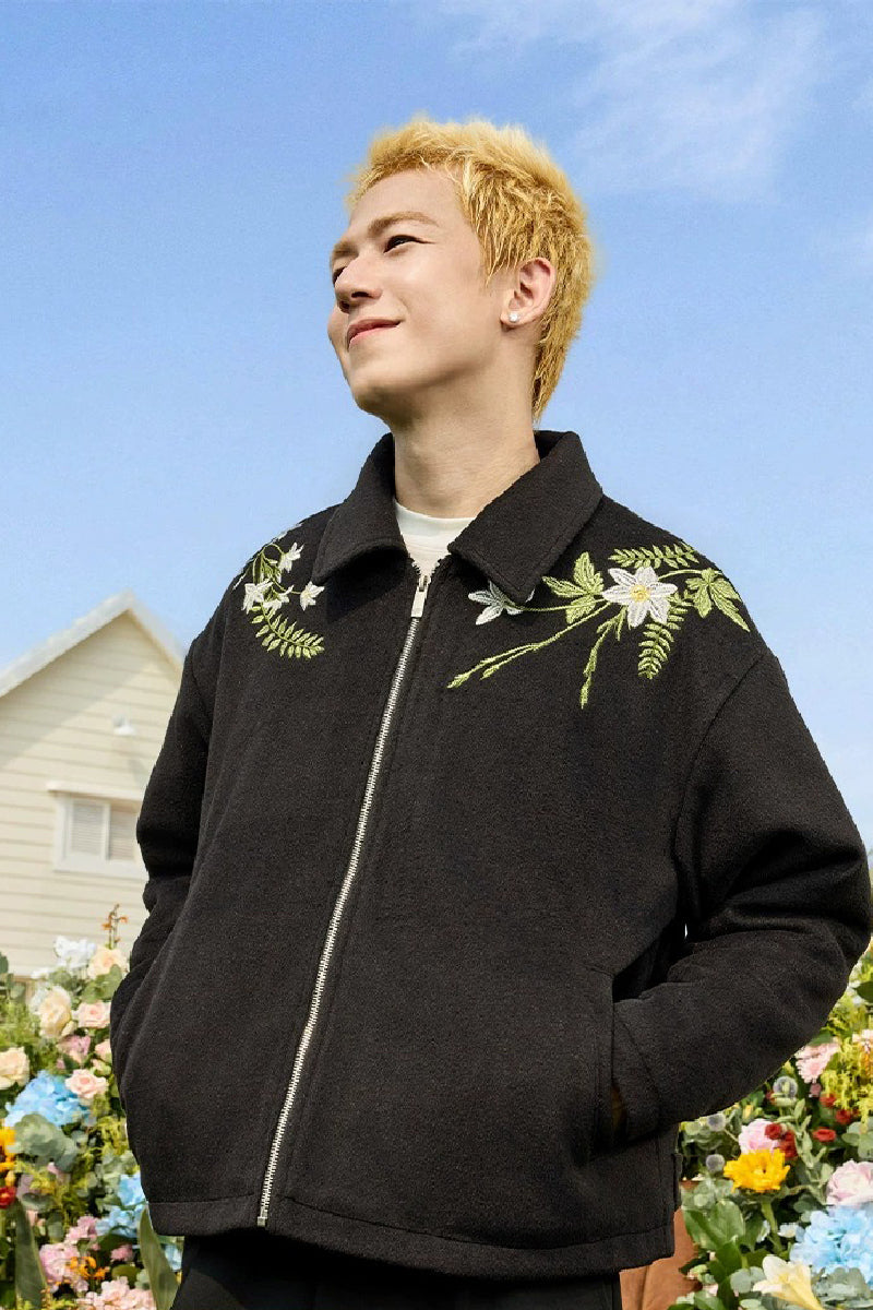 Floral Embroidered Wool Jacket Floral Embroidered Wool Jacket