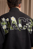 Floral Script Embroidery Varsity Jacket Floral Script Embroidery Varsity Jacket