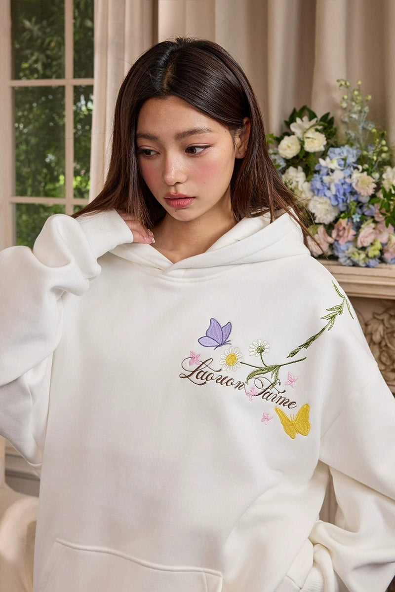 Colorful Floral Embroidery Pullover Hoodie Colorful Floral Embroidery Pullover Hoodie