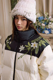White Floral Wreath Embroidered Puffer White Floral Wreath Embroidered Puffer
