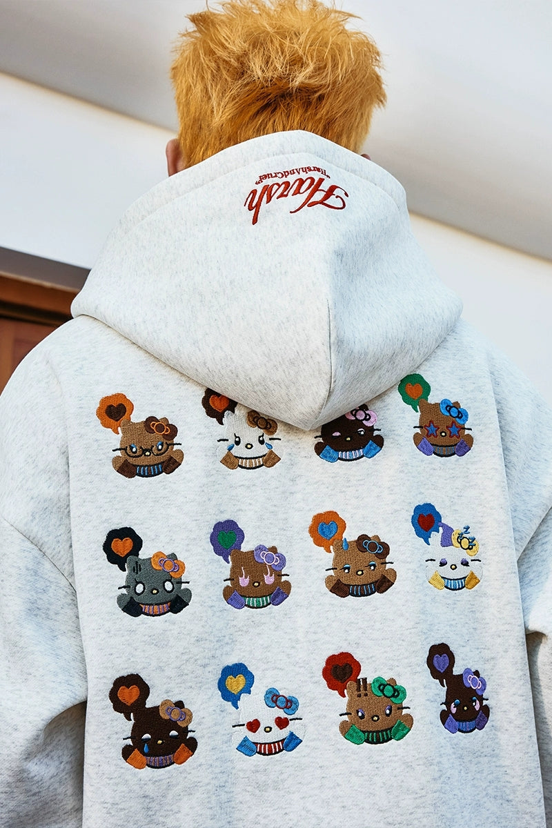 Cat Embroidered Loose Fit Hoodie Cat Embroidered Loose Fit Hoodie