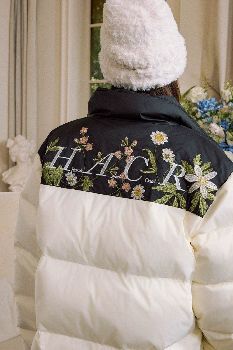 Colorblock Floral Embroidered Puffer Colorblock Floral Embroidered Puffer