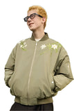 Floral Text Embroidered Bomber Jacket Floral Text Embroidered Bomber Jacket