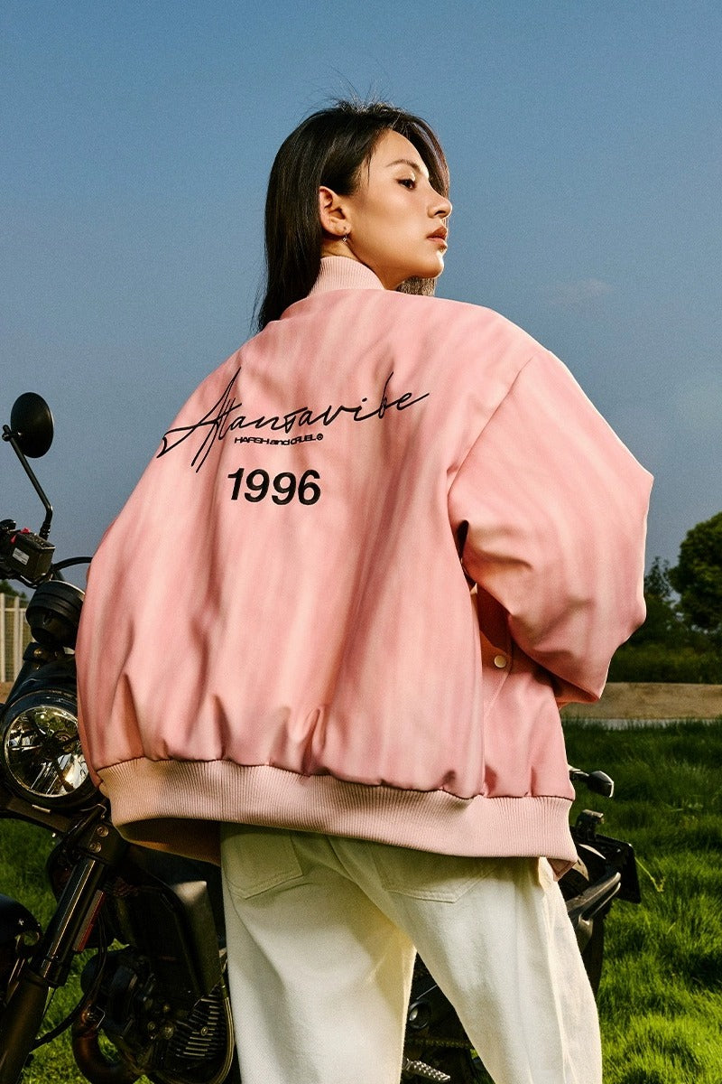 Tie-Dye PU Leather Bomber Jacket Tie-Dye PU Leather Bomber Jacket