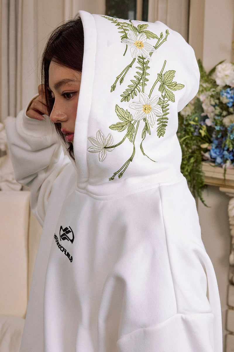Green Floral Embroidered Hoodie Green Floral Embroidered Hoodie