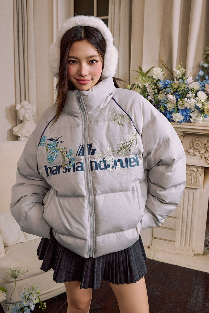 Vintage Floral Embroidered Puffer Jacket Vintage Floral Embroidered Puffer Jacket