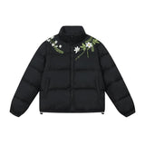 White Floral Wreath Embroidered Puffer White Floral Wreath Embroidered Puffer