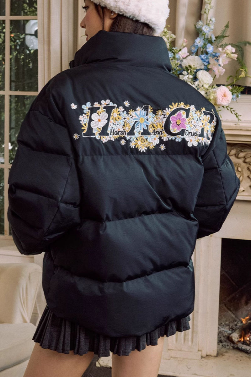 Cutout Cartoon Embroidered Puffer Jacket Cutout Cartoon Embroidered Puffer Jacket