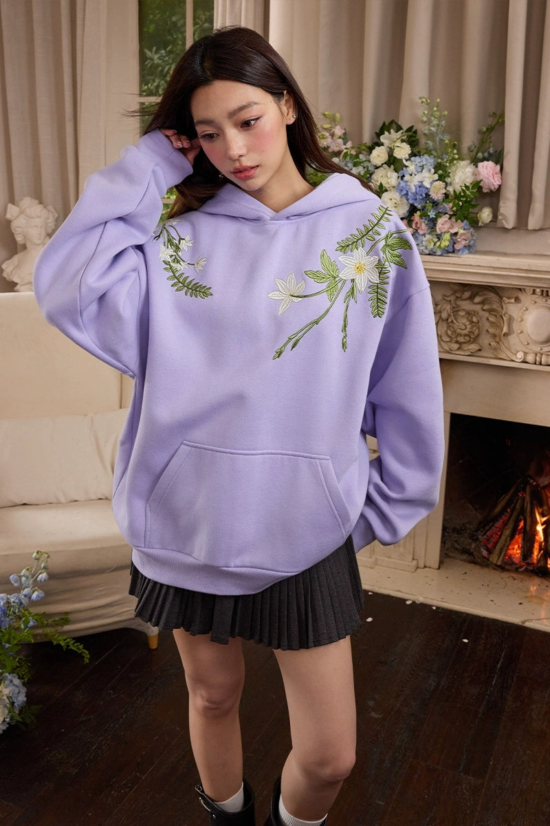 Floral Embroidery Oversized Hoodie Floral Embroidery Oversized Hoodie