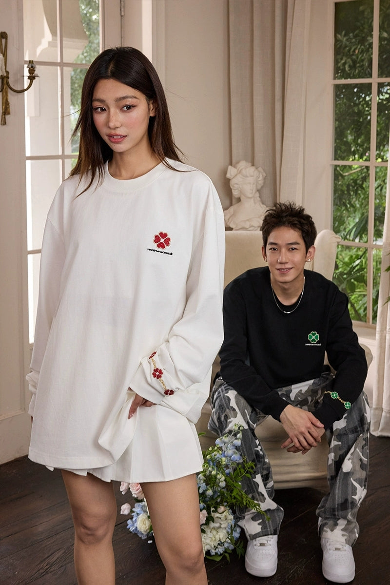 Clover Embroidery Long Sleeve Tee Clover Embroidery Long Sleeve Tee