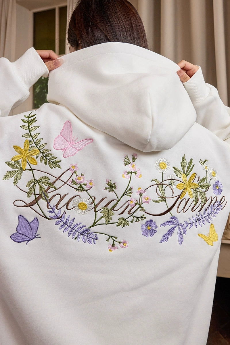 Colorful Floral Embroidery Pullover Hoodie Colorful Floral Embroidery Pullover Hoodie