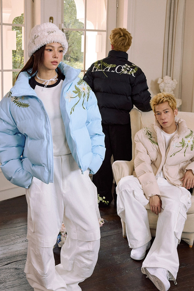 Floral Embroidered Down Jacket Floral Embroidered Down Jacket