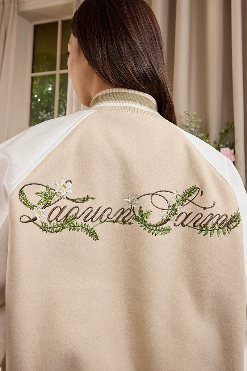 Floral Embroidery Varsity Jacket Floral Embroidery Varsity Jacket