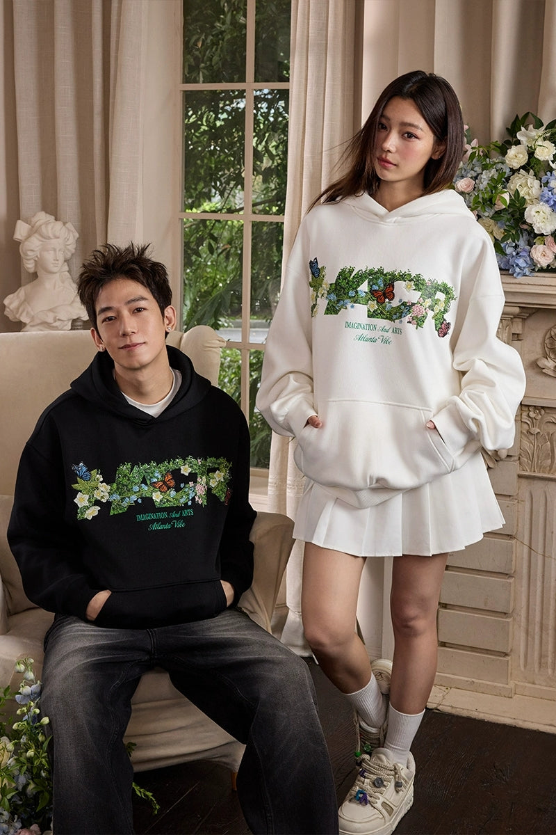 Butterfly Logo Loose Fleece Hoodie Butterfly Logo Loose Fleece Hoodie